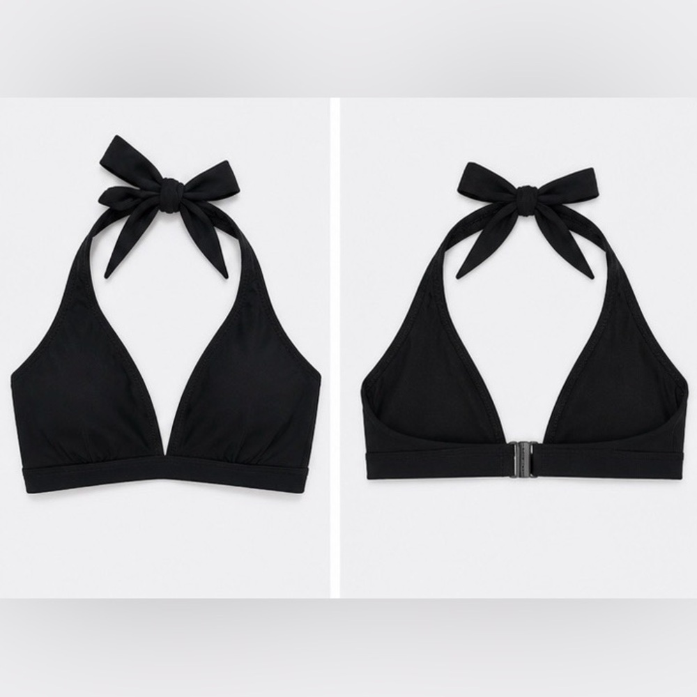 SPVIL Black Halter Bikini Top Size Small Tie Neck Swimwear - Picture 3 of 6